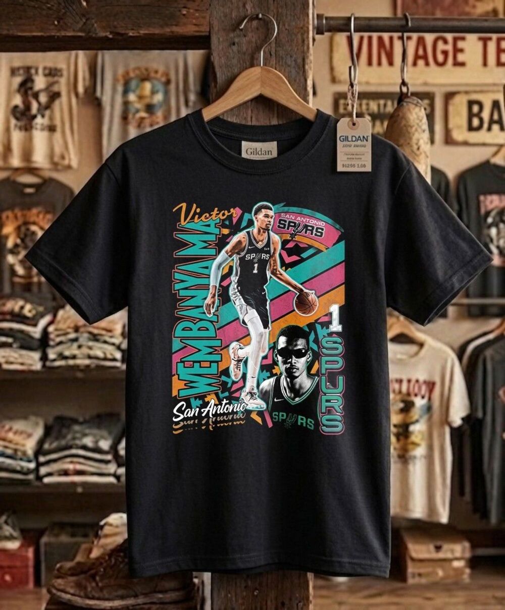 San Antonio Basketball Wemby Retro Graphic Tee - Vintage Black Streetwear Shirt